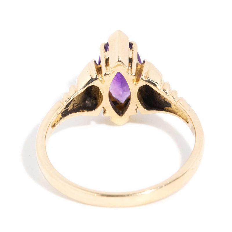 Annie 1980s Amethyst & Diamond Ring 9ct Gold