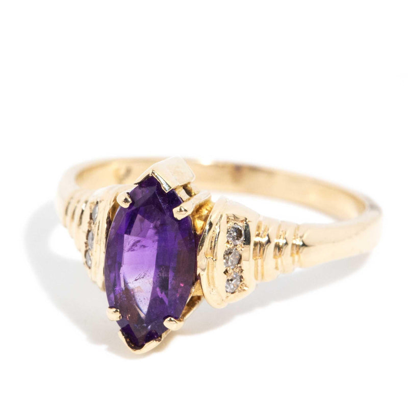 Annie 1980s Amethyst & Diamond Ring 9ct Gold