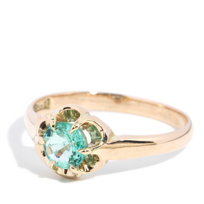 Aquila 1920s Emerald Solitaire Gypsy Ring 15ct Gold