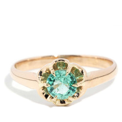 Aquila 1920s Emerald Solitaire Gypsy Ring 15ct Gold