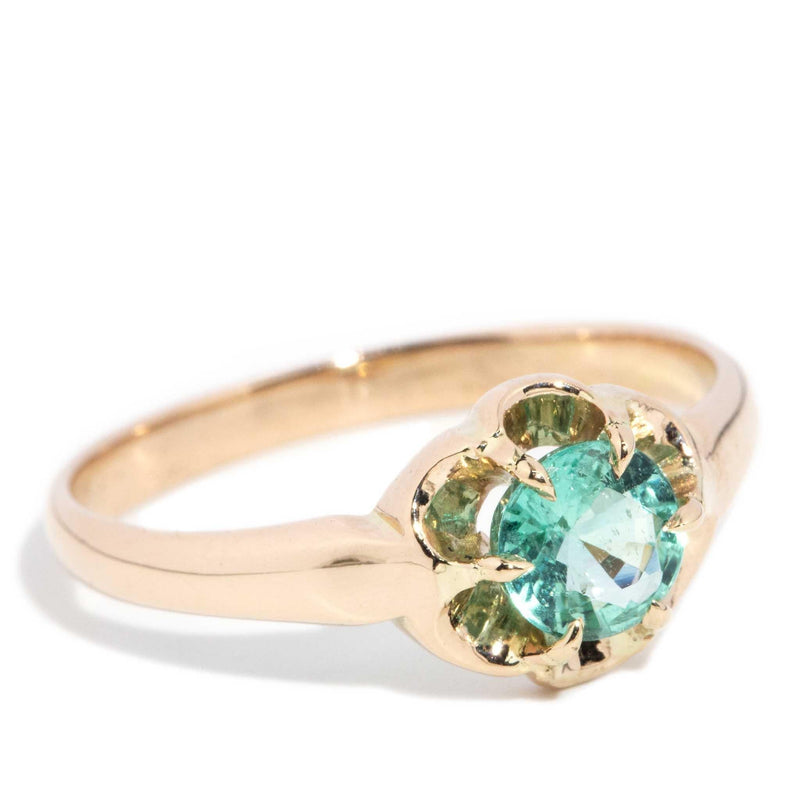 Aquila 1920s Emerald Solitaire Gypsy Ring 15ct Gold