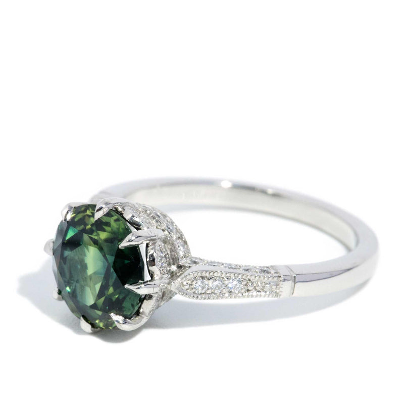 Areti Green Sapphire & Diamond Platinum Ring