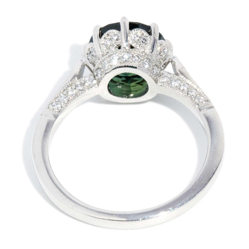 Areti Green Sapphire & Diamond Platinum Ring