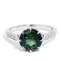 Areti Green Sapphire & Diamond Platinum Ring