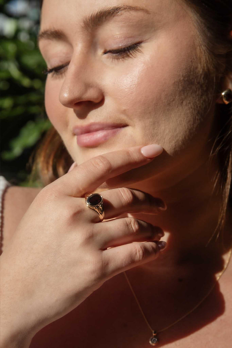 Aria 1970s Rhodolite Garnet Ring 14ct Gold