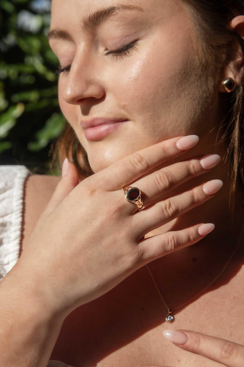 Aria 1970s Rhodolite Garnet Ring 14ct Gold