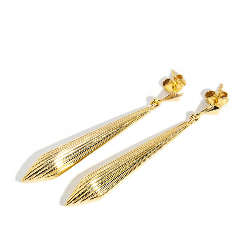 Arwa 1970s Drop Earrings 9ct Gold Rings Imperial Jewellery 