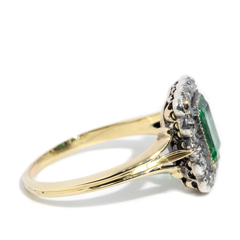 Asta Georgian Emerald & Diamond Ring 18ct Gold