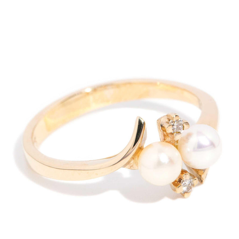 Aster 1950s Pearl & Diamond Ring 9ct Gold