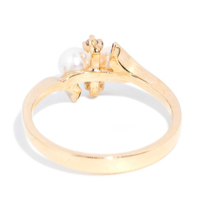 Aster 1950s Pearl & Diamond Ring 9ct Gold