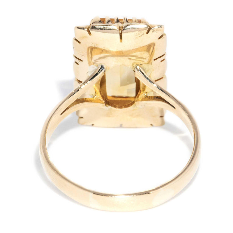 Astoria 1950s Elongated Citrine Ring 14ct Yellow Gold