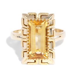 Astoria 1950s Elongated Citrine Ring 14ct Yellow Gold