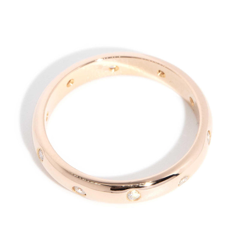 Astrid 1980s Diamond Hammer Set Band 18ct Rose Gold