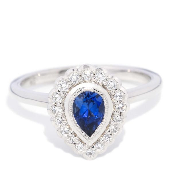 Aurelia Blue Sapphire & Diamond Ring 18ct White Gold