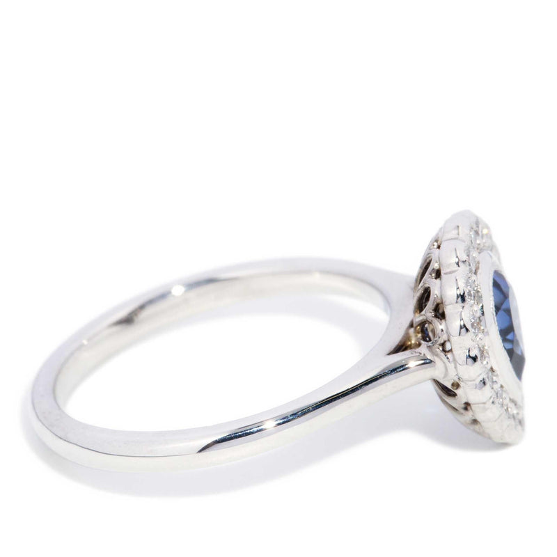 Aurelia Blue Sapphire & Diamond Ring 18ct White Gold