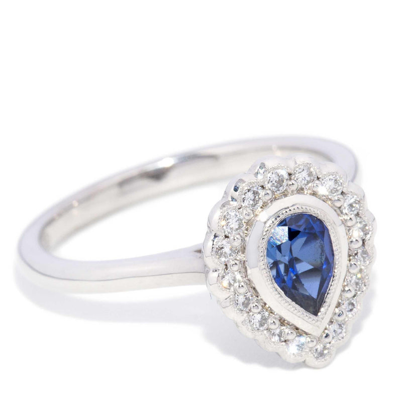 Aurelia Blue Sapphire & Diamond Ring 18ct White Gold