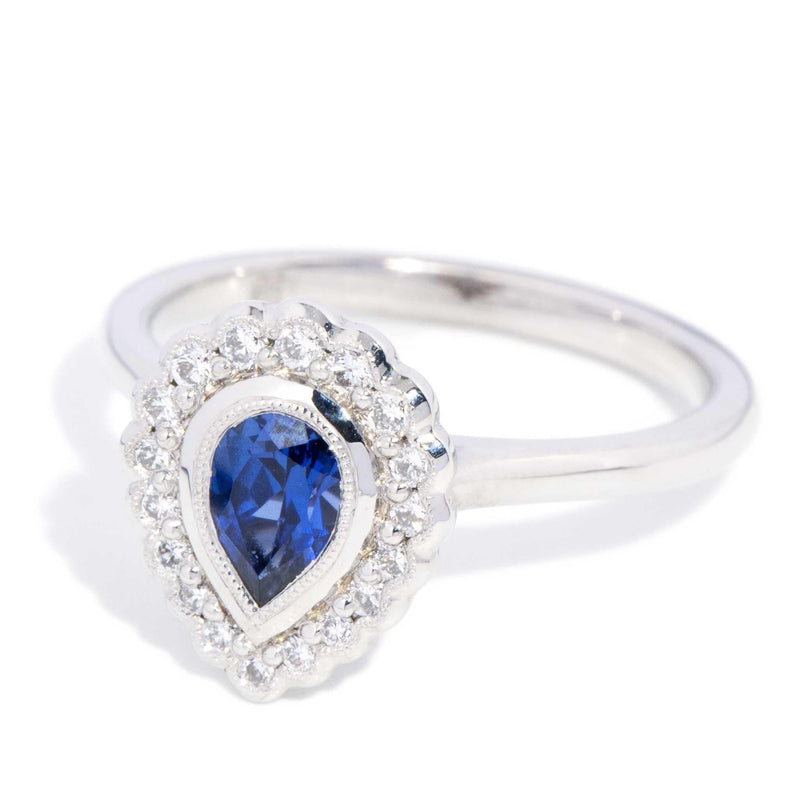 Aurelia Blue Sapphire & Diamond Ring 18ct White Gold