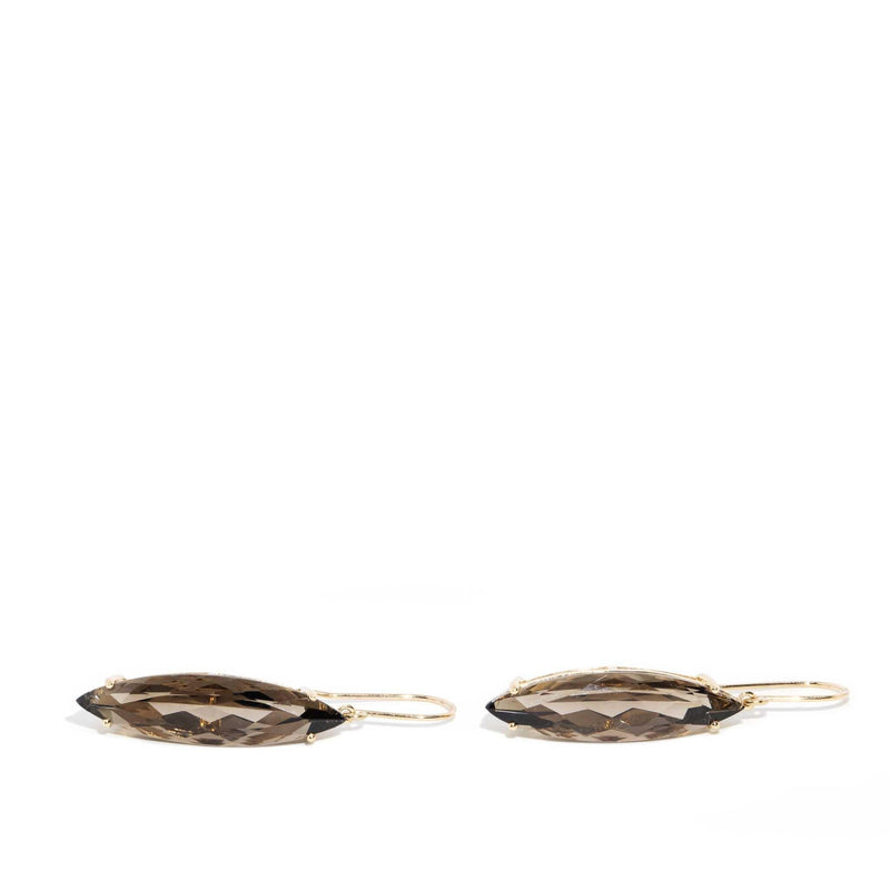 Averi 1990s Smoky Quartz Drop Earrings 9ct Gold