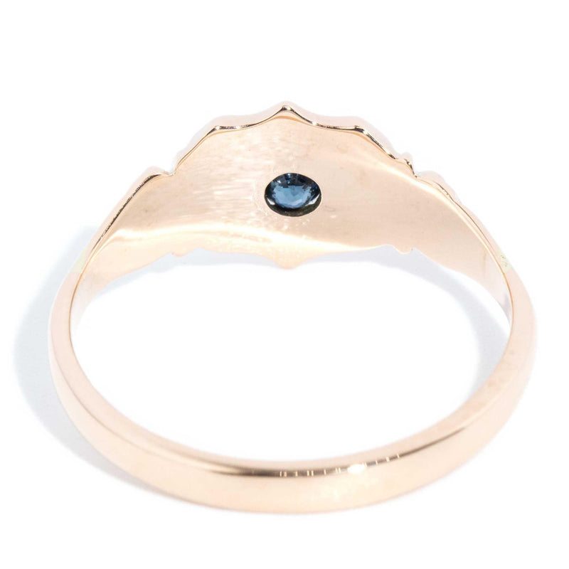 Avraham 1970s Sapphire Signet Ring 9ct Rose Gold