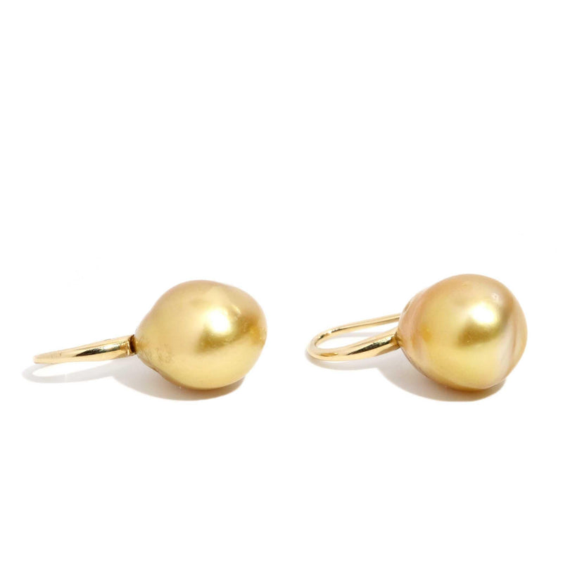 Banti Baroque Golden Pearl Earrings 18ct Gold