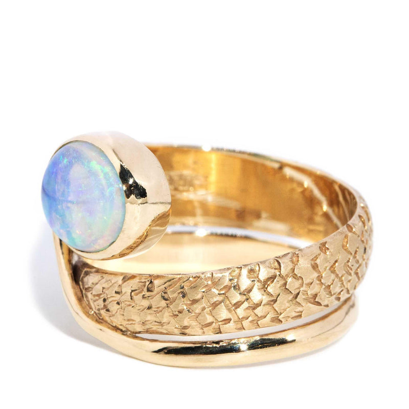 Becky 1980s Crystal Opal Coiled Ring 14ct Gold