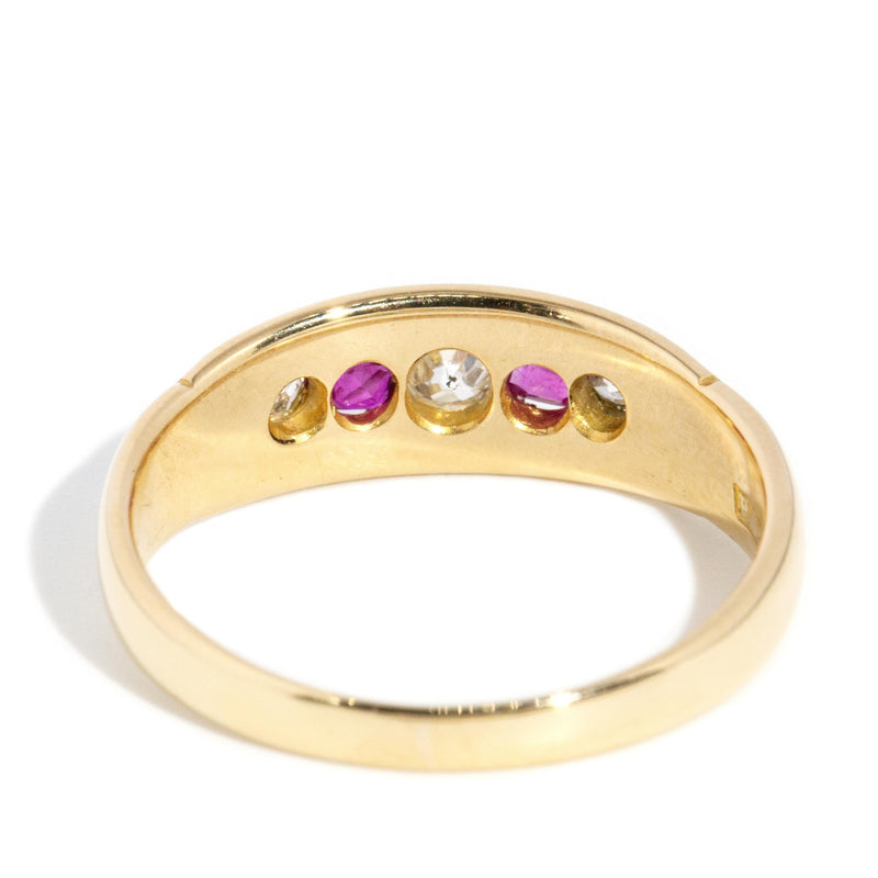 Bell 1880s Ruby & Diamond Five Stone Ring 18ct Gold