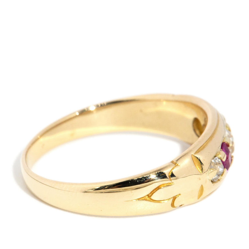 Bell 1880s Ruby & Diamond Five Stone Ring 18ct Gold