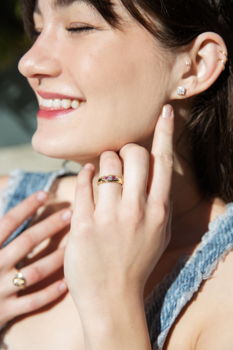 Bell 1880s Ruby & Diamond Five Stone Ring 18ct Gold