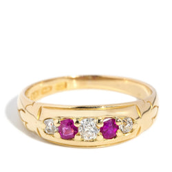 Bell 1880s Ruby & Diamond Five Stone Ring 18ct Gold