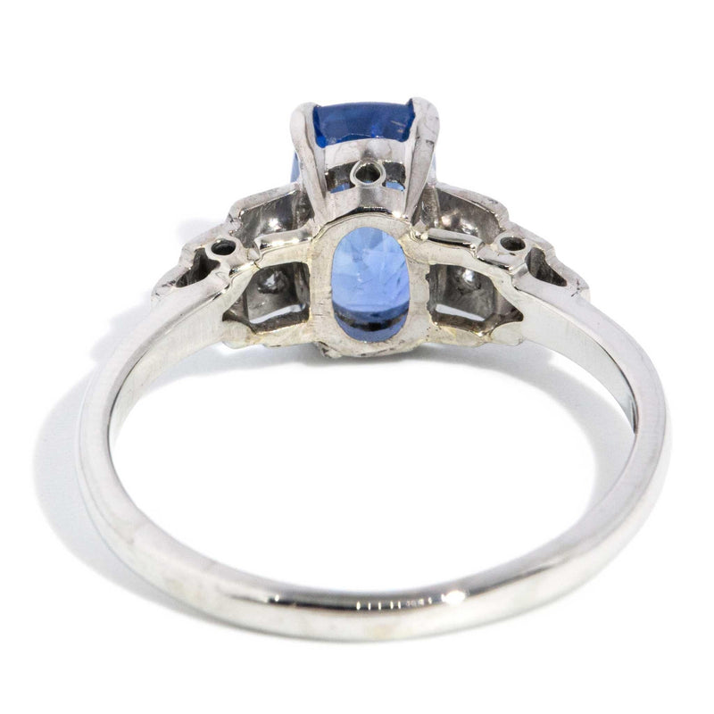 Betty 1950s Sapphire & Diamond Ring 18ct White Gold