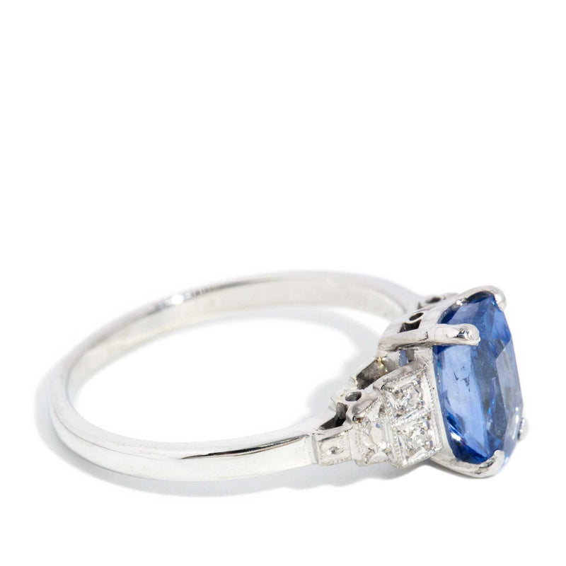 Betty 1950s Sapphire & Diamond Ring 18ct White Gold