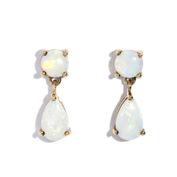 Braulia 1990s Solid Opal Drop Earrings 9ct Gold