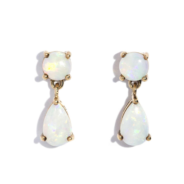 Braulia 1990s Solid Opal Drop Earrings 9ct Gold