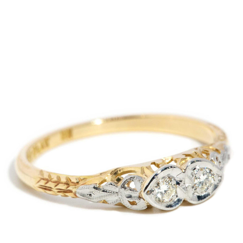 Brianna 1950s Twin Diamond Ring 18ct Gold & Platinum