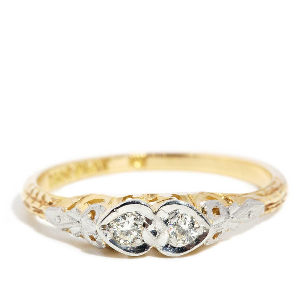 Brianna 1950s Twin Diamond Ring 18ct Gold & Platinum