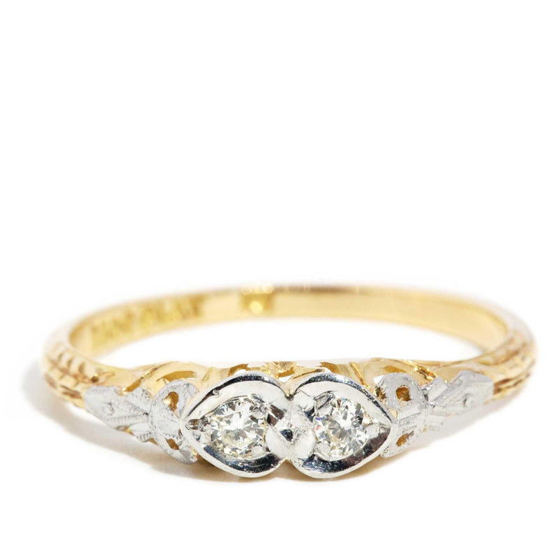 Brianna 1950s Twin Diamond Ring 18ct Gold & Platinum