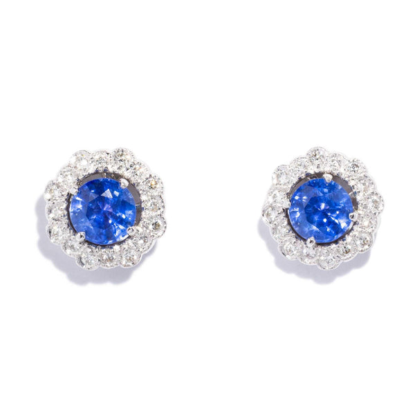 Brighid Sapphire & Diamond Studs 18ct White Gold