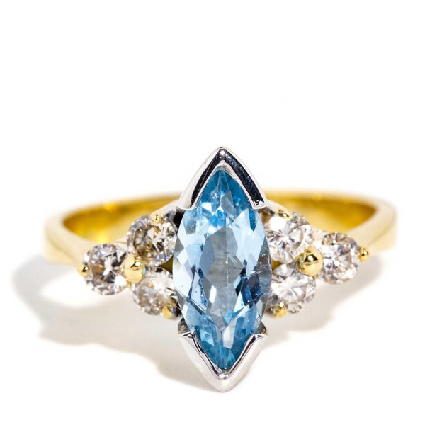 Bronwyn Aquamarine & Diamond Marquise Ring 18ct Gold