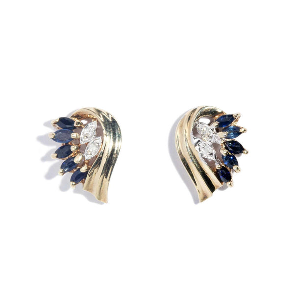 Brooke 1980s Sapphire & Diamond Plume Studs 10ct