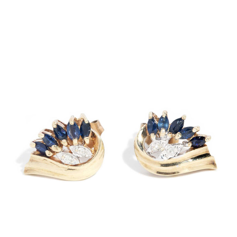 Brooke 1980s Sapphire & Diamond Plume Studs 10ct