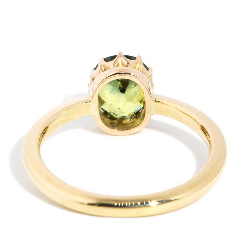 Brooklyn 1950s Green Sapphire Solitaire Ring 18ct Gold