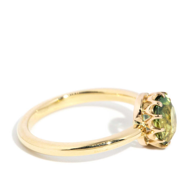 Brooklyn 1950s Green Sapphire Solitaire Ring 18ct Gold