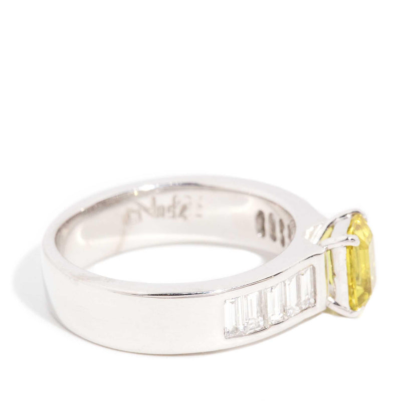 Callie 1990s Yellow Sapphire & Diamond Ring 18ct White Gold