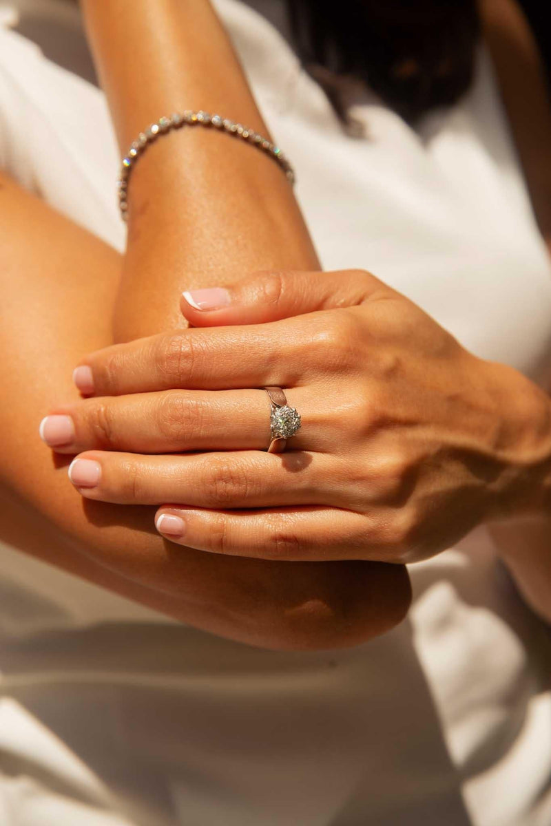 Carly 1970s Diamond Cluster Ring 18ct White Gold