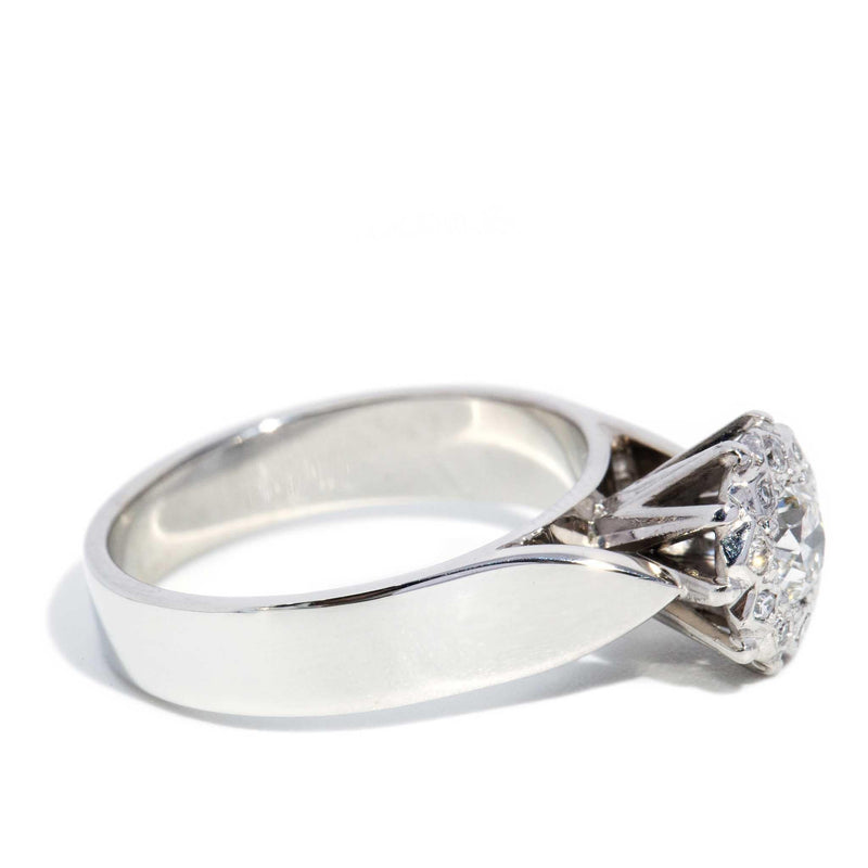 Carly 1970s Diamond Cluster Ring 18ct White Gold