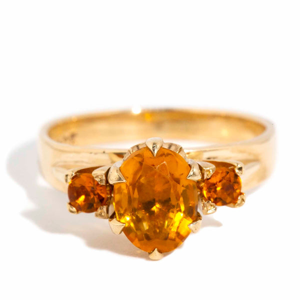 Celestine 1970s Citrine Three Stone Ring 9ct Gold Rings Imperial Jewellery Imperial Jewellery - Hamilton 