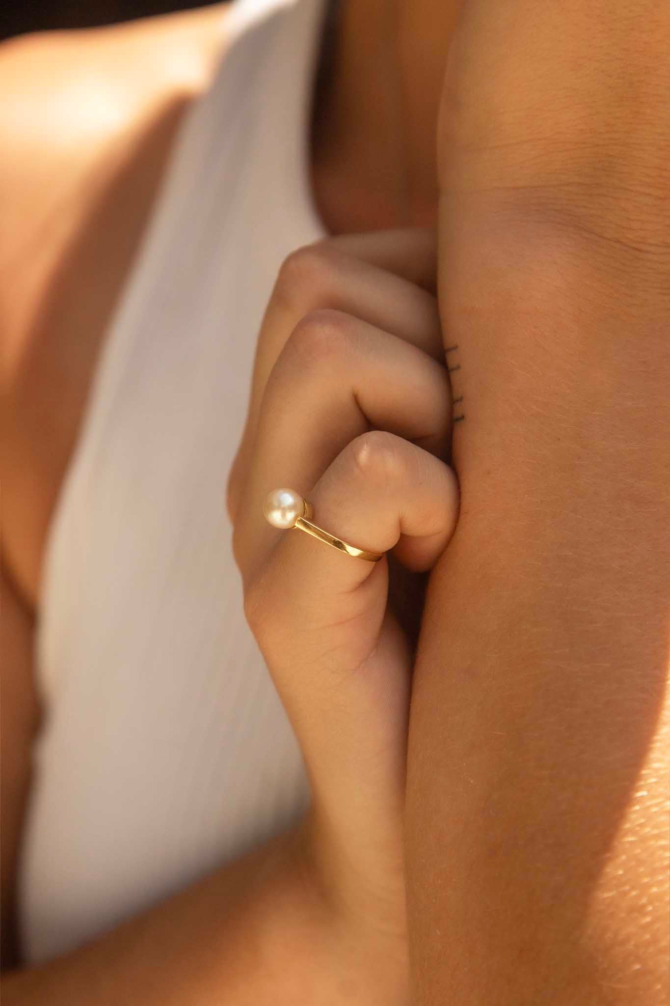 Celina Akoya Pearl Ring 18ct Gold Rings Imperial Jewellery 