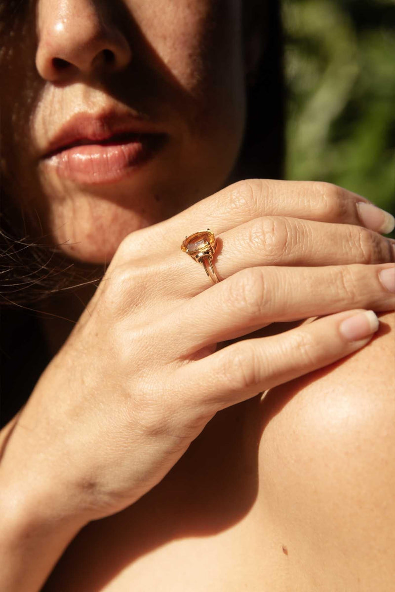 Ceri 1970s Vintage Citrine Ring 9ct Gold