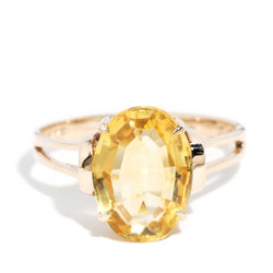 Ceri 1970s Vintage Citrine Ring 9ct Gold