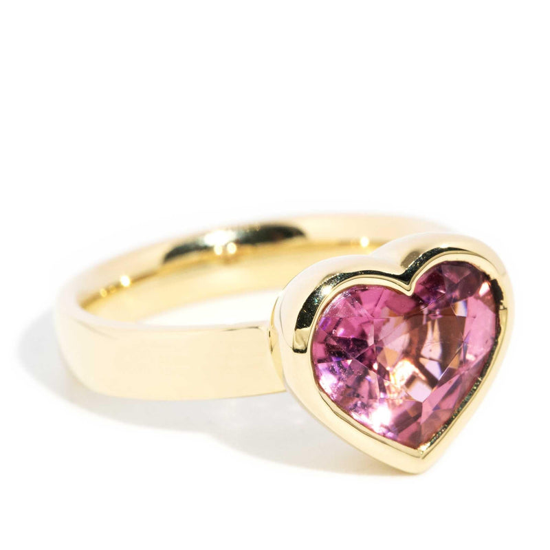 Cerys 2.97ct Pink Tourmaline Heart Ring 18ct Gold